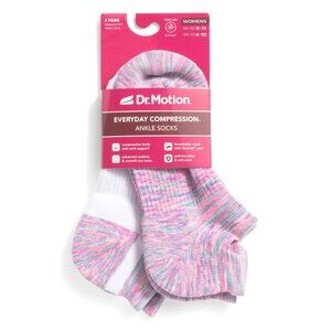 DR MOTION Purple 2pk Space Dye Compression Ankle Socks